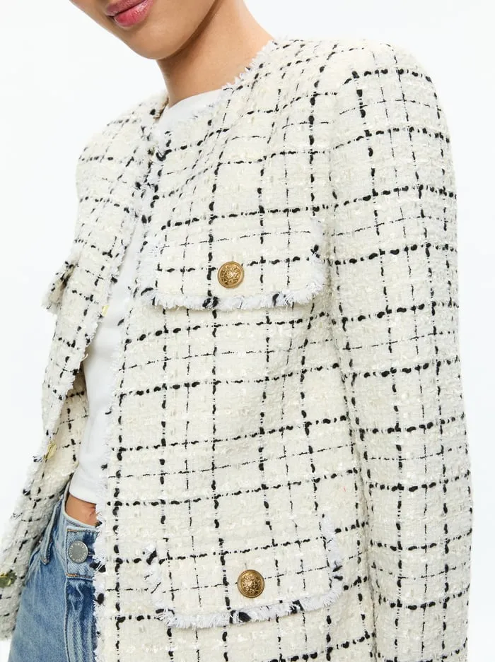 Jackets Coats Women Alice Olivia Dumont Jacket Off Whiteblack