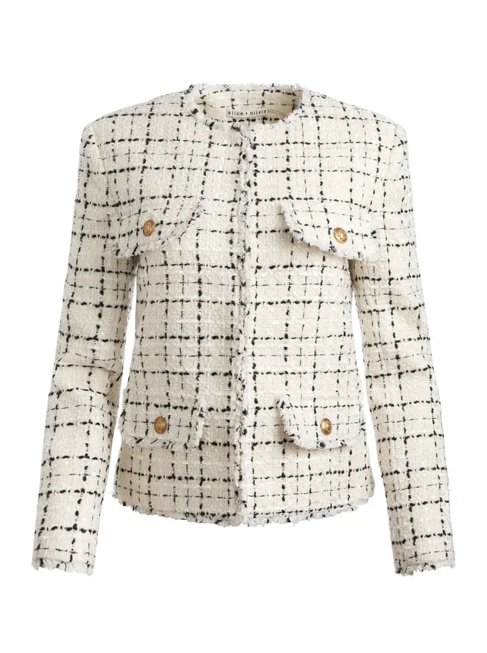Jackets Coats Women Alice Olivia Dumont Jacket Off Whiteblack