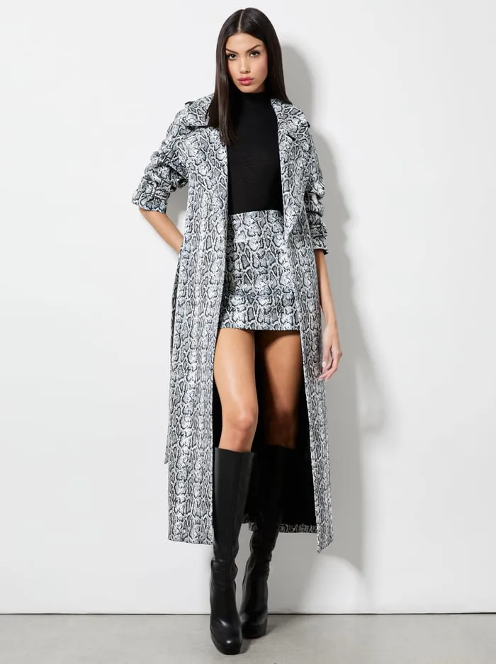 Jackets Coats Women Alice Olivia Jarrett Vegan Trench Off Whiteblack Python