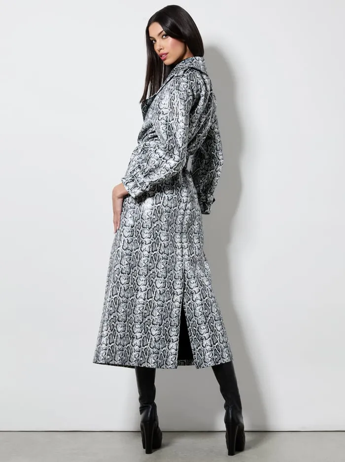 Jackets Coats Women Alice Olivia Jarrett Vegan Trench Off Whiteblack Python
