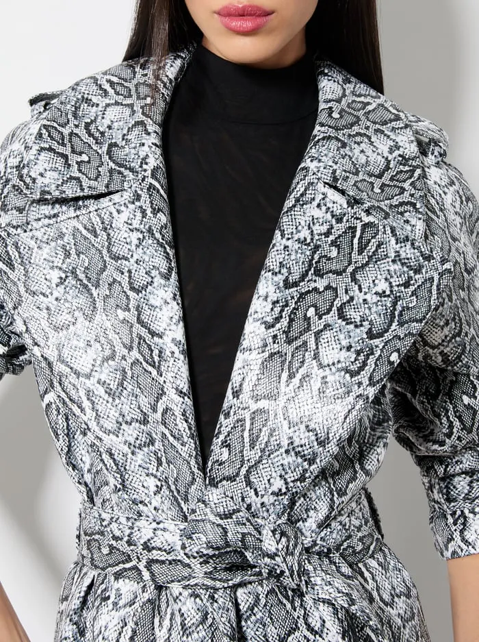 Jackets Coats Women Alice Olivia Jarrett Vegan Trench Off Whiteblack Python