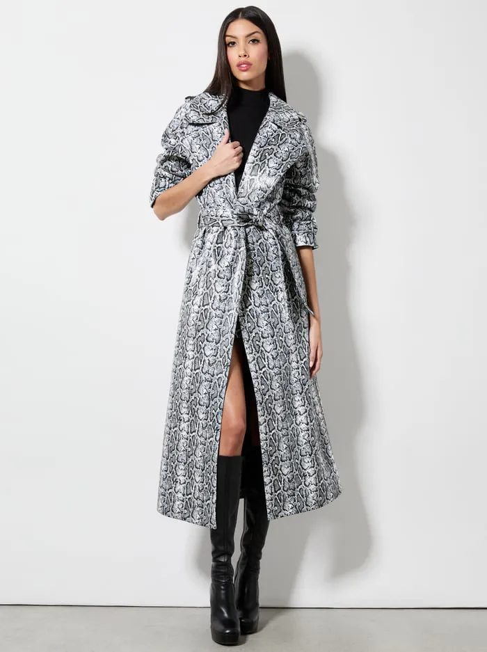 Jackets Coats Women Alice Olivia Jarrett Vegan Trench Off Whiteblack Python