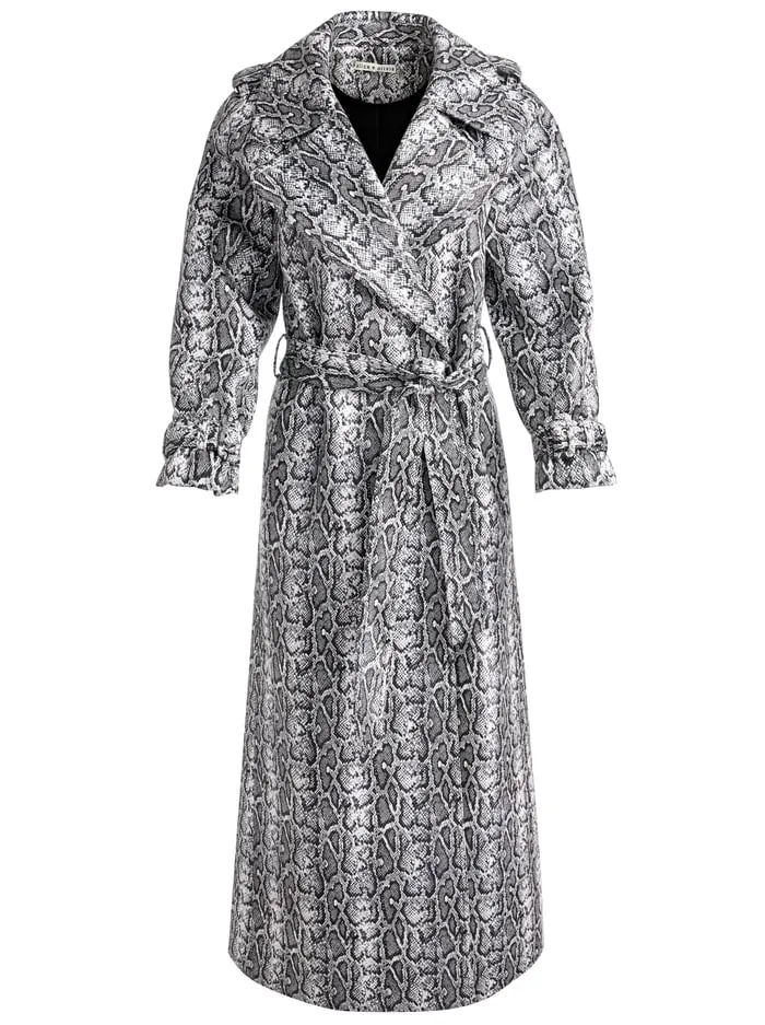 Jackets Coats Women Alice Olivia Jarrett Vegan Trench Off Whiteblack Python