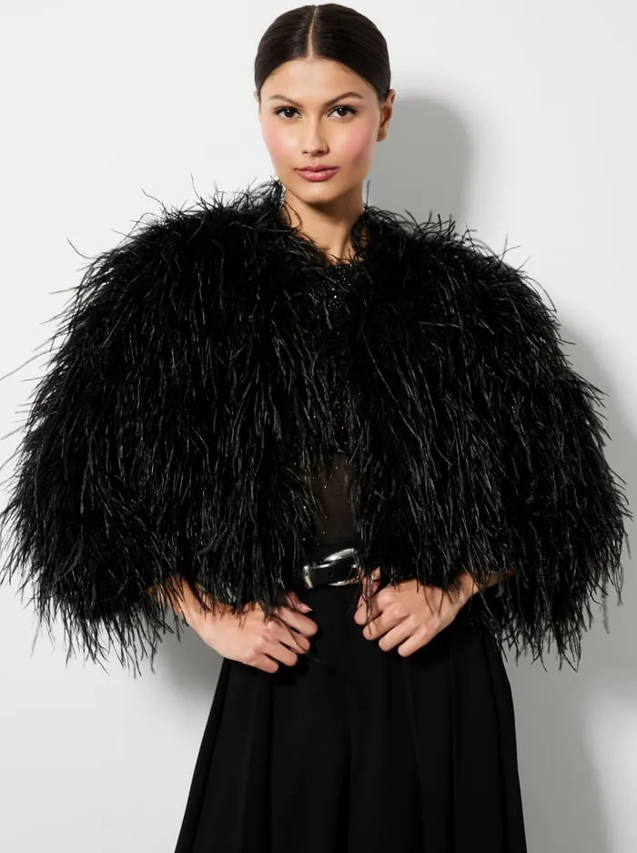 Jackets Coats Women Alice Olivia Kidman Feathered Jacket Black
