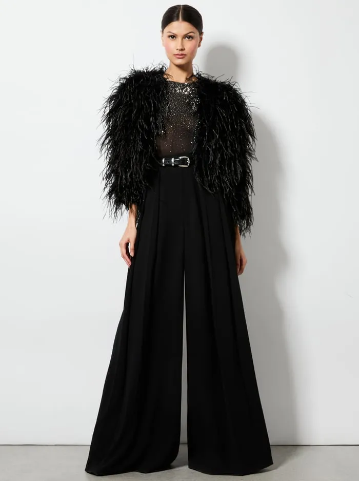 Jackets Coats Women Alice Olivia Kidman Feathered Jacket Black