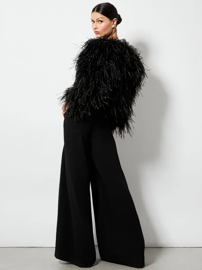 Jackets Coats Women Alice Olivia Kidman Feathered Jacket Black