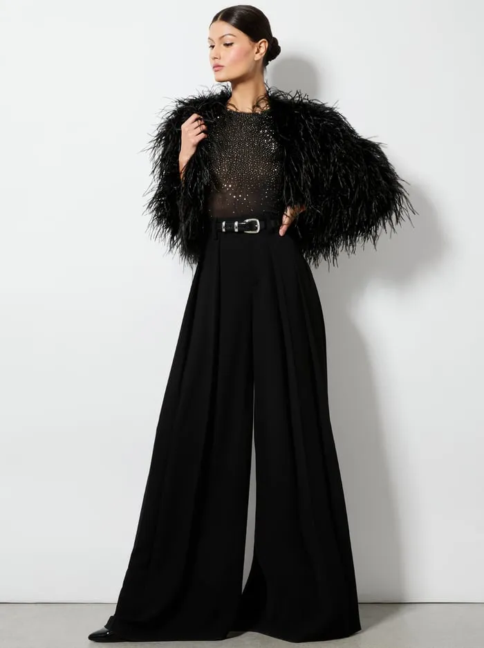 Jackets Coats Women Alice Olivia Kidman Feathered Jacket Black