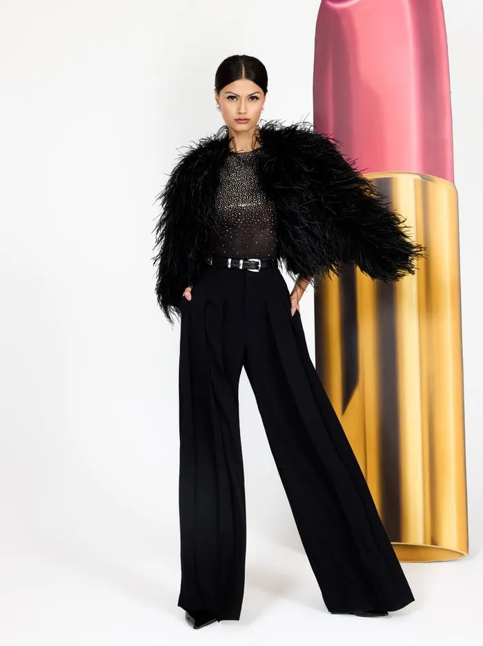 Jackets Coats Women Alice Olivia Kidman Feathered Jacket Black