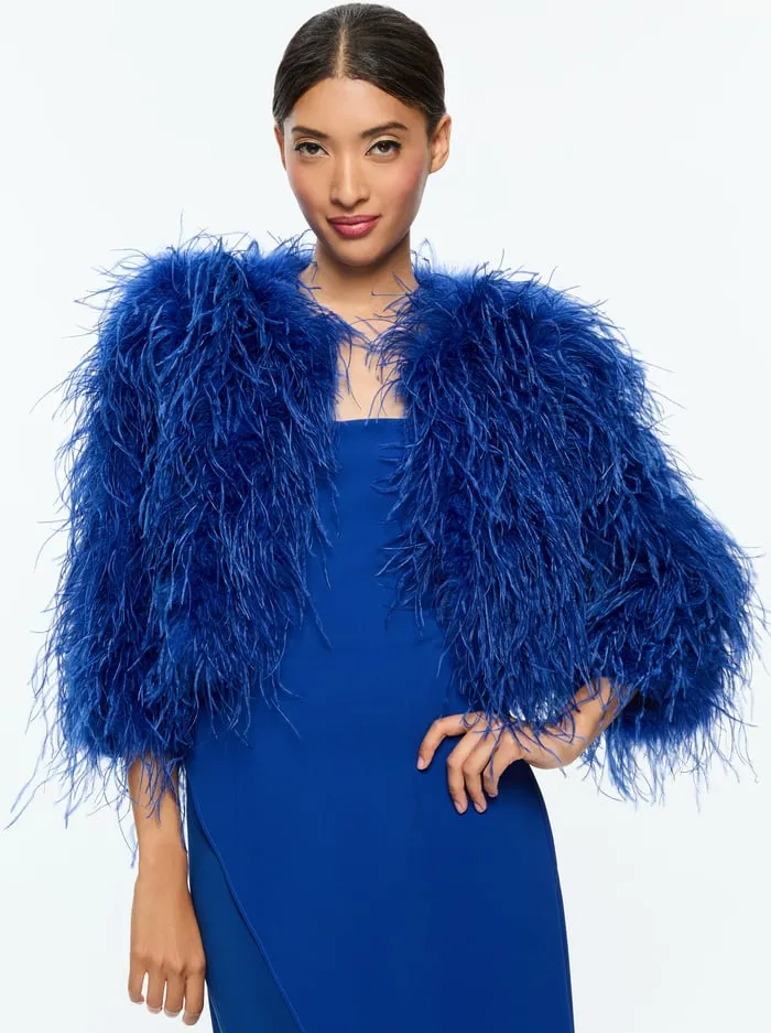 Jackets Coats Women Alice Olivia Kidman Feathered Jacket Royal