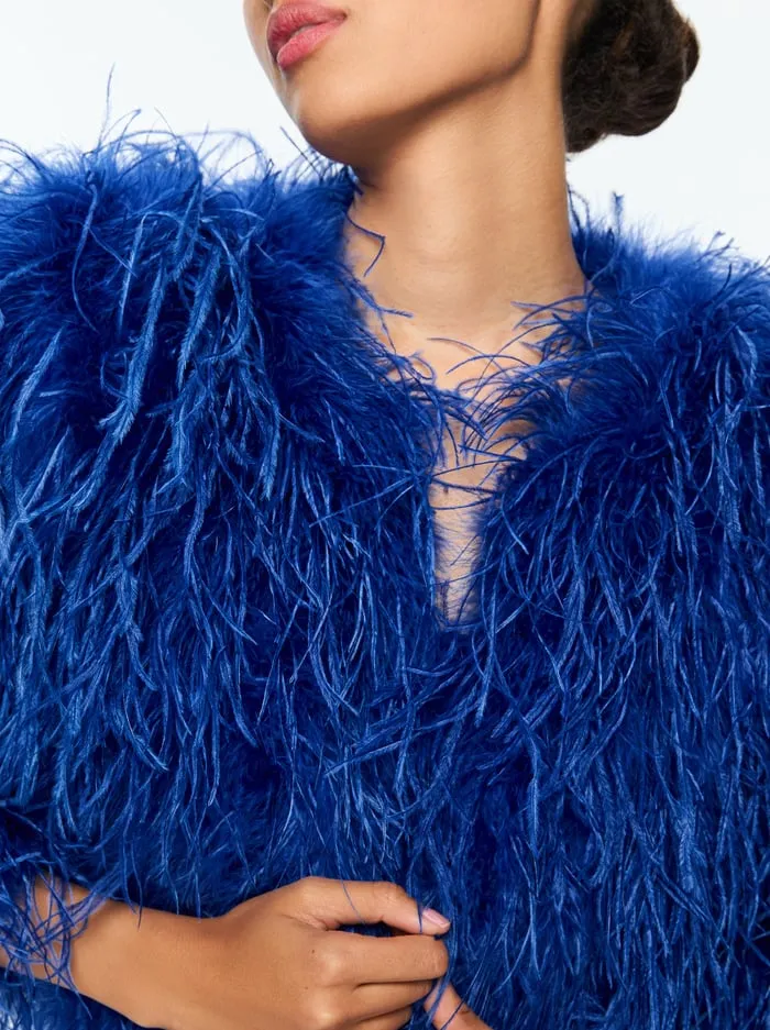 Jackets Coats Women Alice Olivia Kidman Feathered Jacket Royal