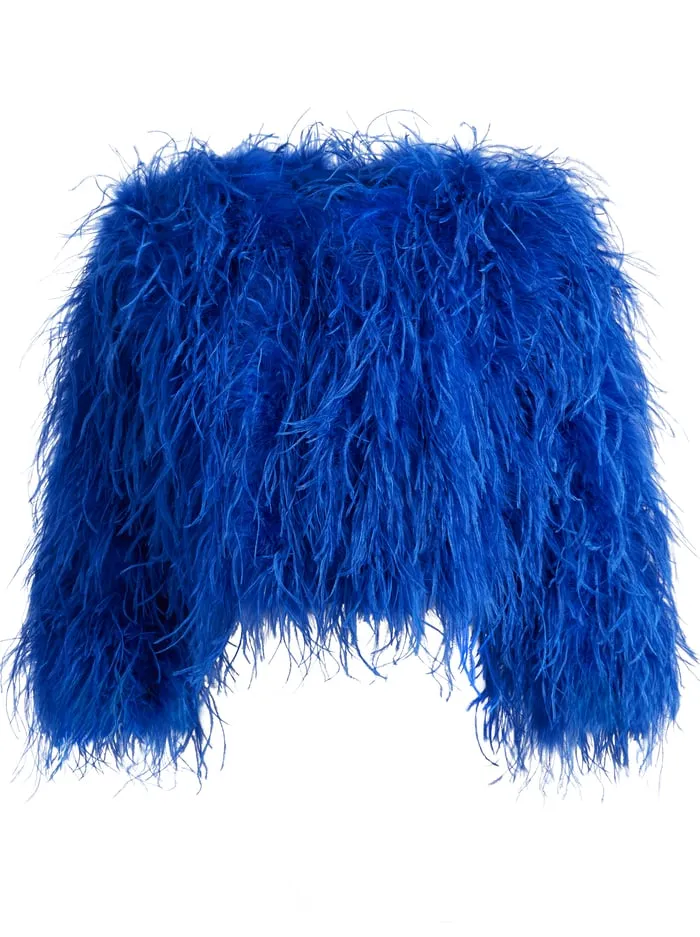 Jackets Coats Women Alice Olivia Kidman Feathered Jacket Royal
