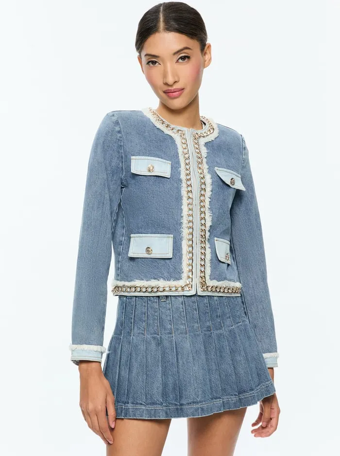 Jackets Coats Women Alice Olivia Landon Denim Jacket Avery Blue