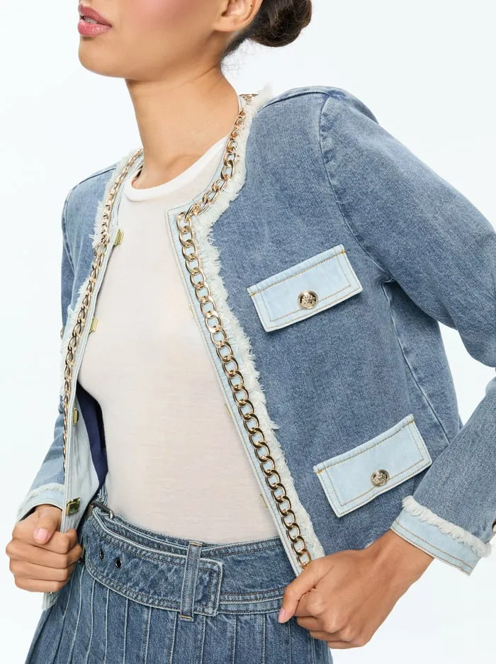 Jackets Coats Women Alice Olivia Landon Denim Jacket Avery Blue