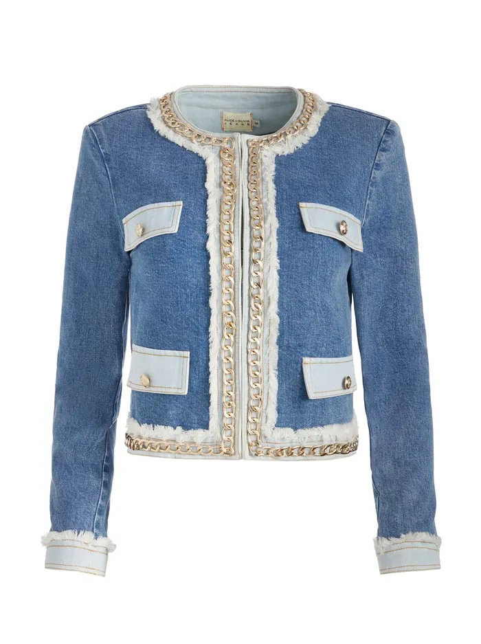 Jackets Coats Women Alice Olivia Landon Denim Jacket Avery Blue