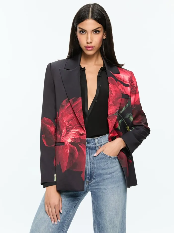 Jackets Coats Women Alice Olivia Silas Blazer Peony Petals Bright Ruby
