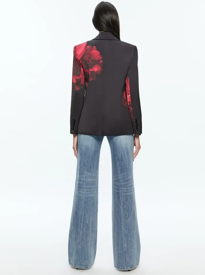 Jackets Coats Women Alice Olivia Silas Blazer Peony Petals Bright Ruby