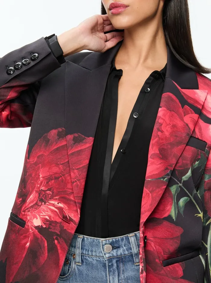Jackets Coats Women Alice Olivia Silas Blazer Peony Petals Bright Ruby