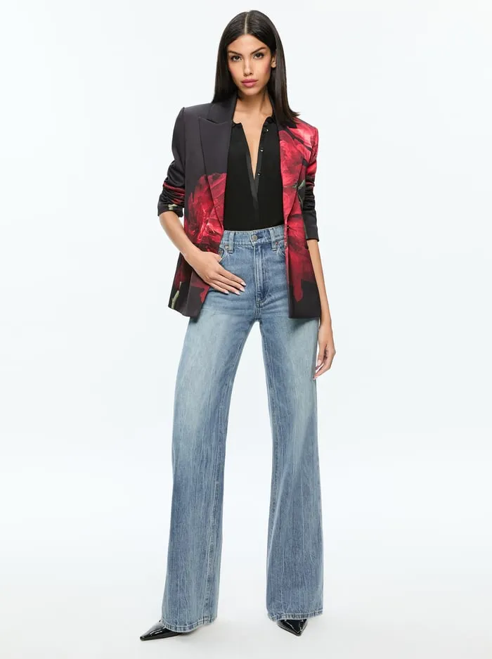 Jackets Coats Women Alice Olivia Silas Blazer Peony Petals Bright Ruby