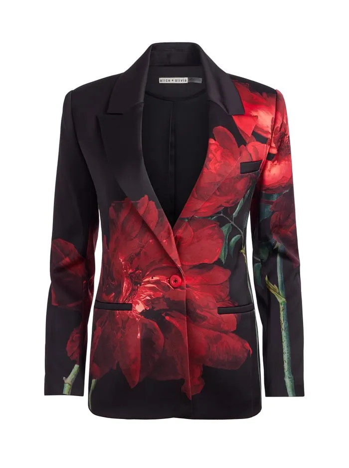 Jackets Coats Women Alice Olivia Silas Blazer Peony Petals Bright Ruby