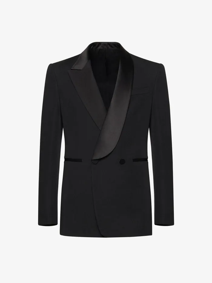 Jackets Men Alexander McQueen Half Shawl Collar Tuxedo Jacket Black