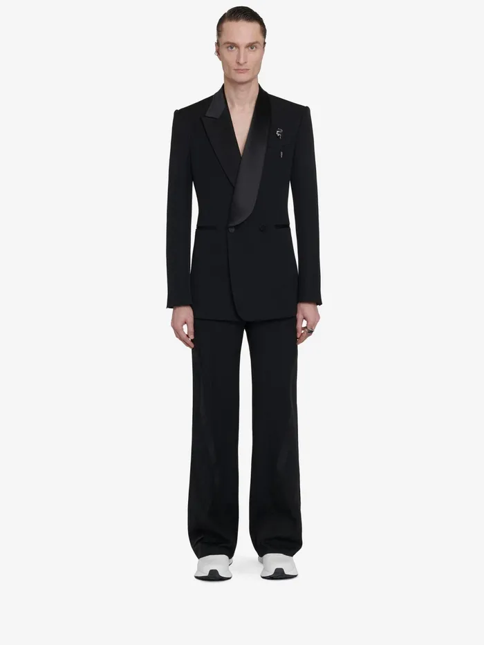 Jackets Men Alexander McQueen Half Shawl Collar Tuxedo Jacket Black