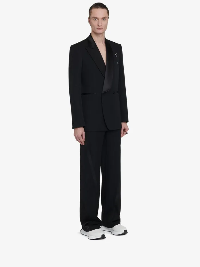 Jackets Men Alexander McQueen Half Shawl Collar Tuxedo Jacket Black