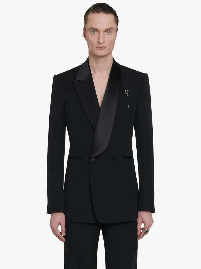 Jackets Men Alexander McQueen Half Shawl Collar Tuxedo Jacket Black