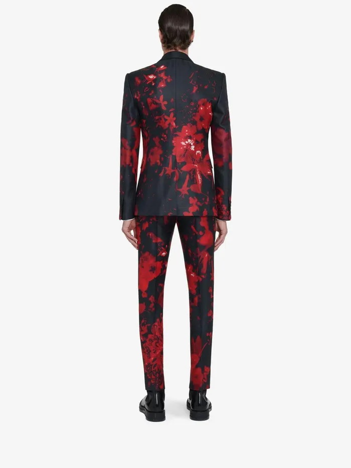 Jackets Men Alexander McQueen Wax Flower SingleBreasted Jacket Blackred