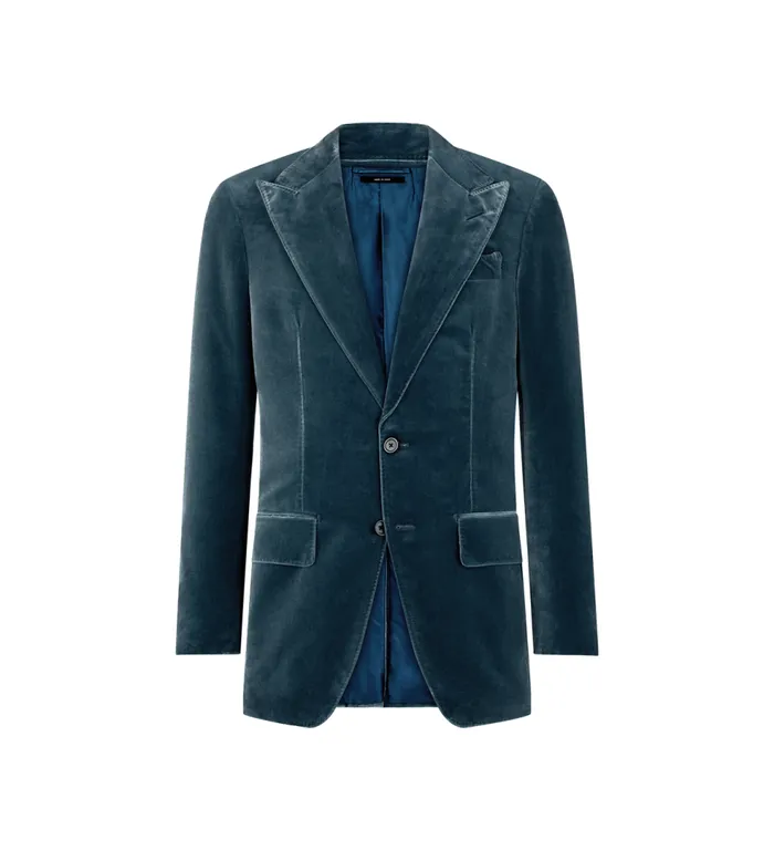 Jackets Men TOM FORD LIGHT VELVET ATTICUS JACKET Avian Blue