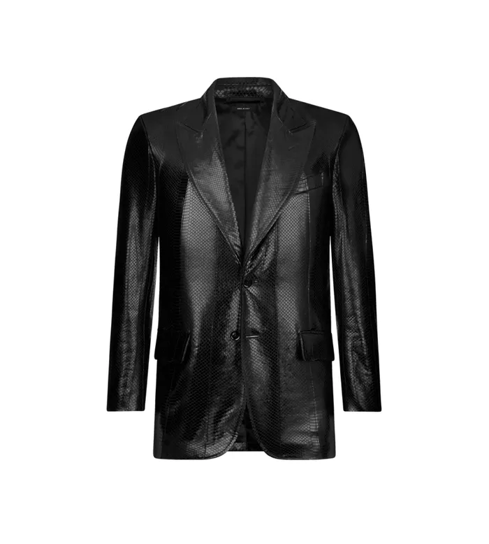 Jackets Men TOM FORD PATENT PRINTED PYTHON SARTORIAL BLAZER Black