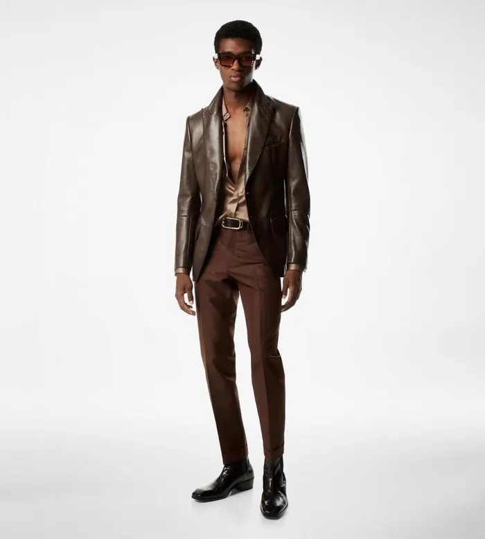 Jackets Men TOM FORD SHINY NAPPA PLONGE SARTORIAL BLAZER Chocolate Jackets Men TOM FORD SHINY NAPPA PLONGE SARTORIAL BLAZER Chocolate