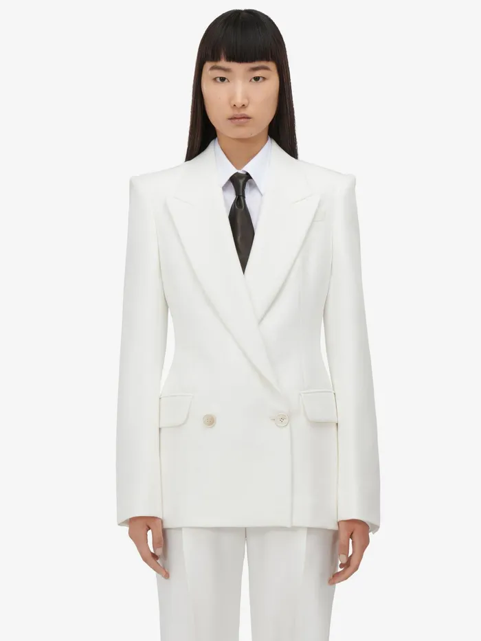 Jackets Women Alexander McQueen DoubleBreasted Jacket Optic White