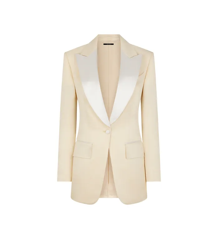 Jackets Women TOM FORD LUSTROUS BARATHEA SILK BLEND 034BIANCA034 SINGLE BREASTED TUXEDO JACKET