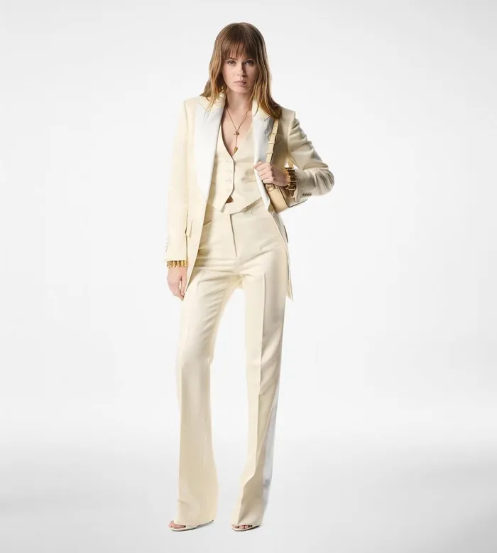 Jackets Women TOM FORD LUSTROUS BARATHEA SILK BLEND 034BIANCA034 SINGLE BREASTED TUXEDO JACKET Jackets Women TOM FORD LUSTROUS BARATHEA SILK BLEND 034BIANCA034 SINGLE BREASTED TUXEDO JACKET