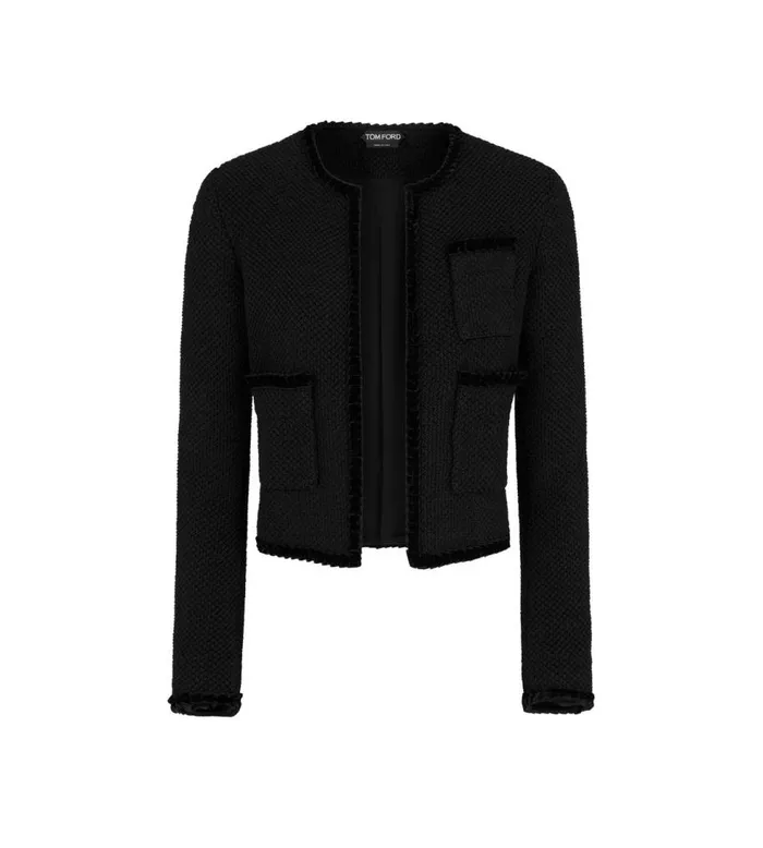 Jackets Women TOM FORD WEAVE STITCH SILK KNIT CHASSEUR JACKET Black