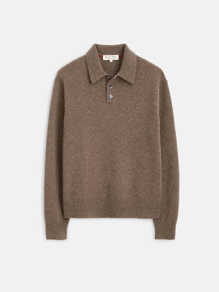 Jacob Polo Sweater In Cashmere Heather Walnut Men Alex Mill Sweaters Sweatshirts