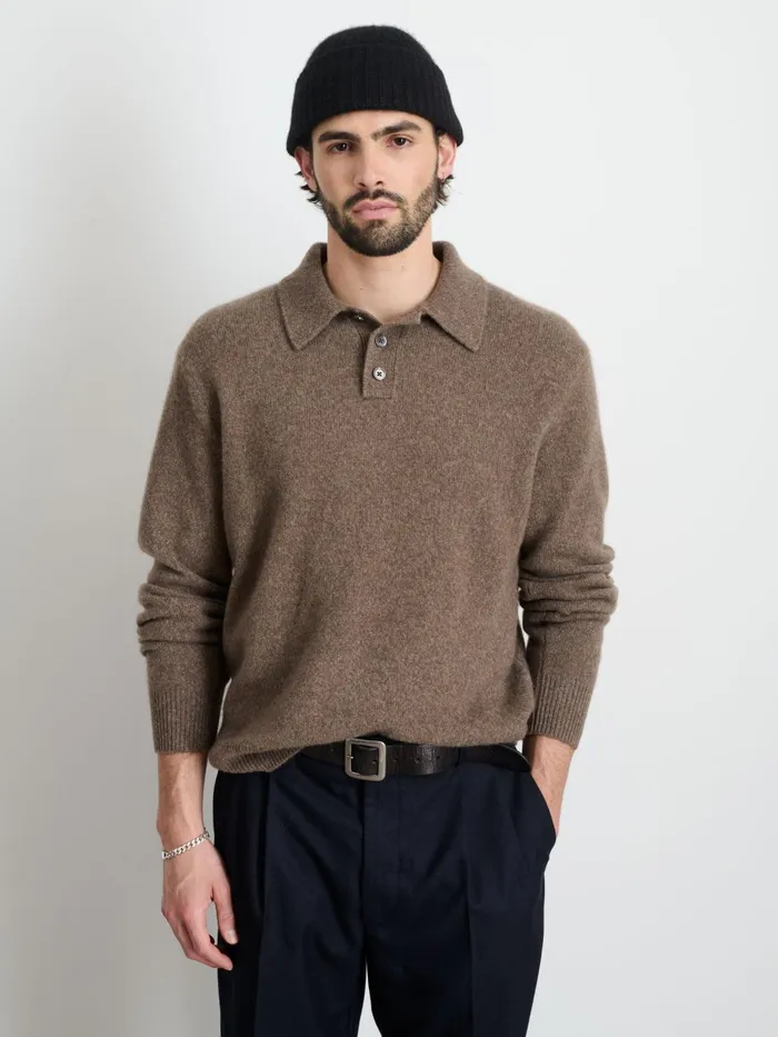 Jacob Polo Sweater In Cashmere Heather Walnut Men Alex Mill Sweaters Sweatshirts