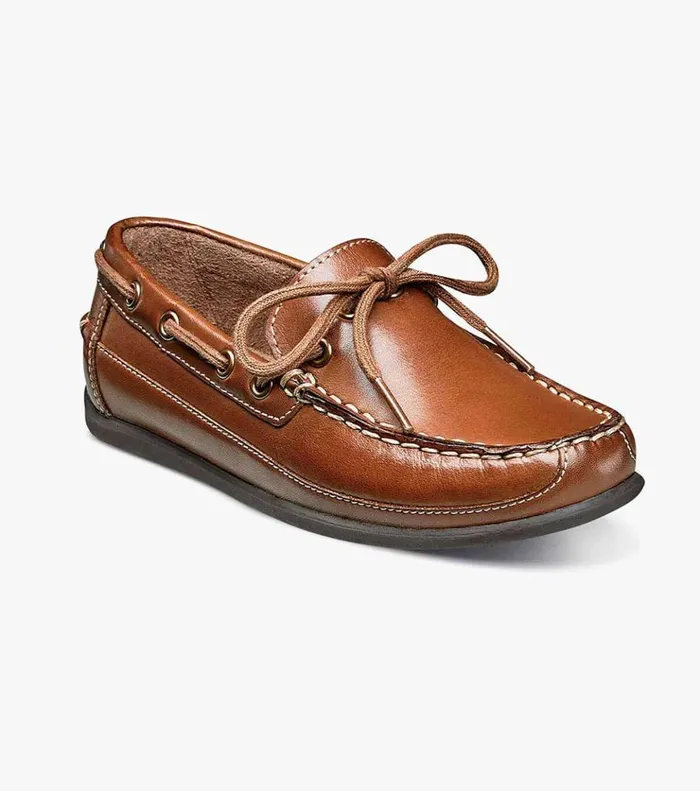Jasper Tie Jr Boys Moc Toe Slip On Loafer Saddle Tan Kids Florsheim Casual Shoes