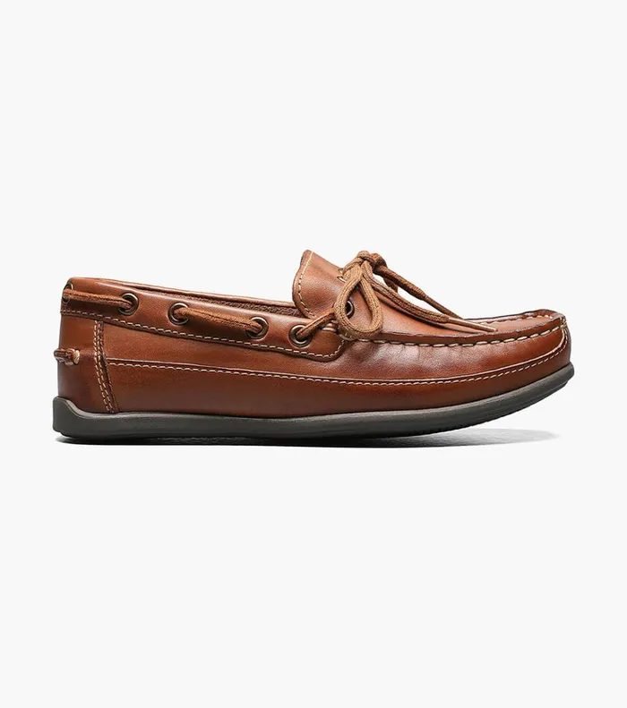 Jasper Tie Jr Boys Moc Toe Slip On Loafer Saddle Tan Kids Florsheim Casual Shoes