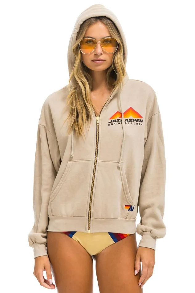 JAZZ ASPEN SNOWMASS 2024 ZIP HOODIE RELAXED 8211 SAND Women Aviator Nation Hoodies