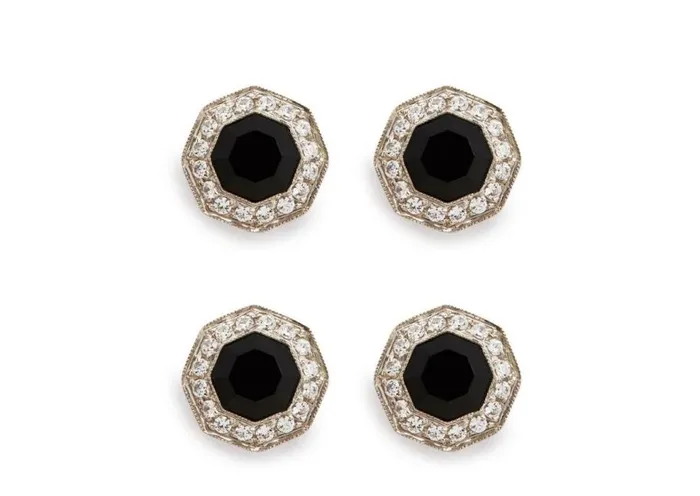 Jewelry Men TOM FORD DIAMOND ONYX OCTAGON STUDS White Gold Black