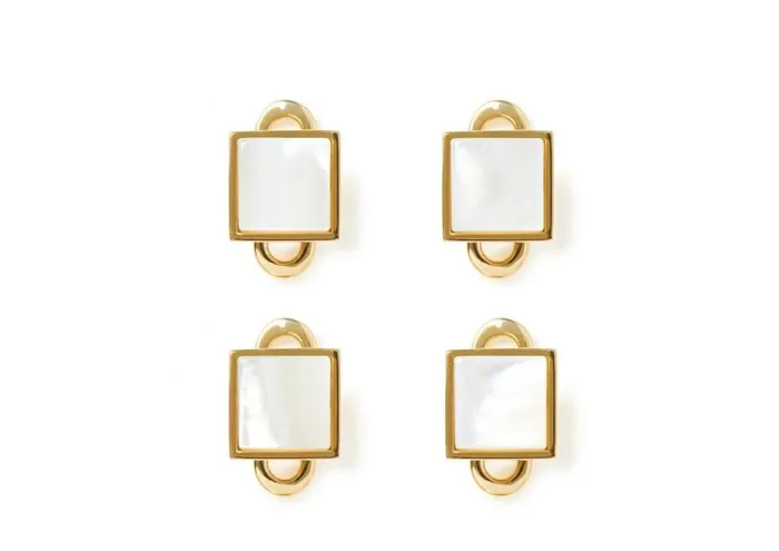 Jewelry Men TOM FORD GOLD AND PEARL SQUARE STUDS Goldpearl