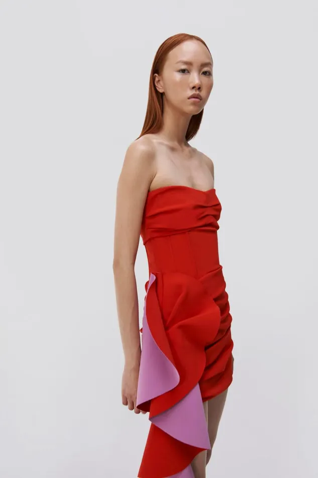 Jonathan Simkhai Adina Dress Apple Multi Women Dresses and Jumpsuits