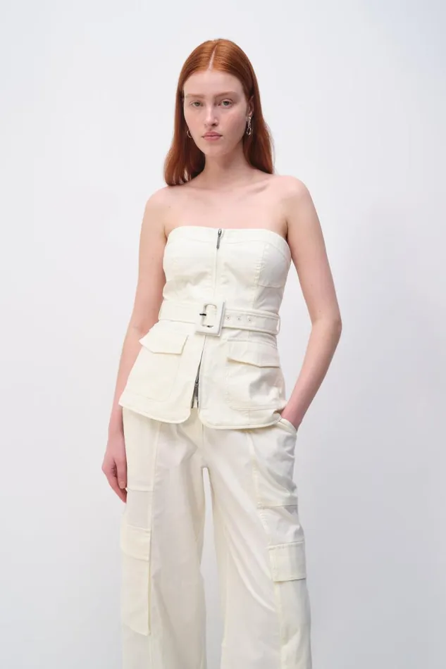 Jonathan Simkhai Elettra Bustier Natural White Women Tops and Bodysuits