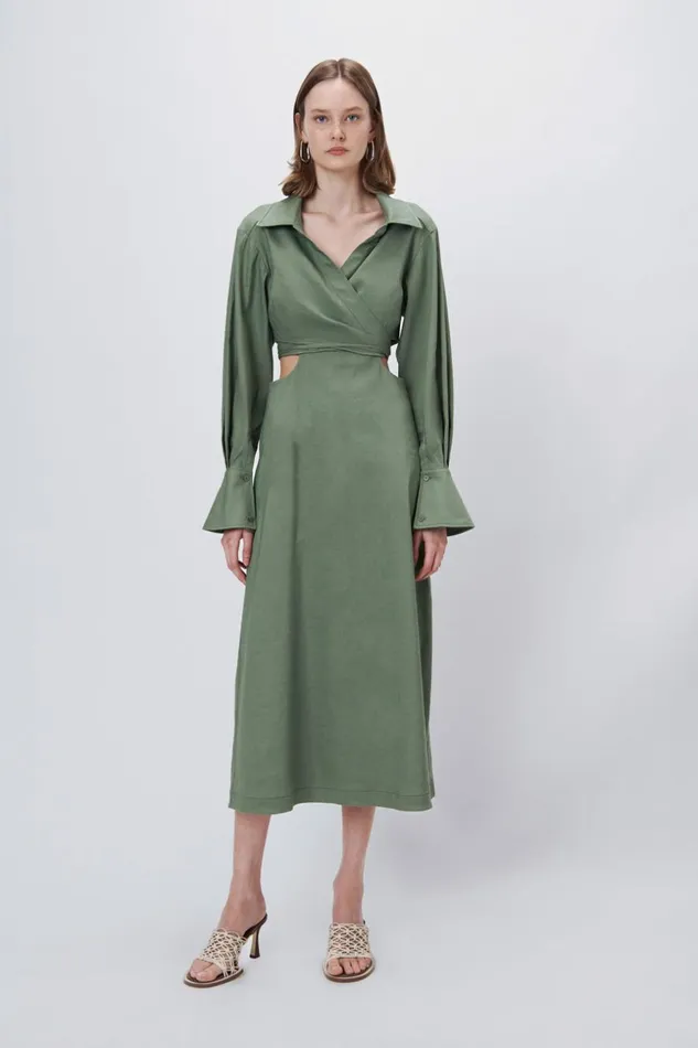 Jonathan Simkhai Giulia Dress Verde Women Dresses and Jumpsuits