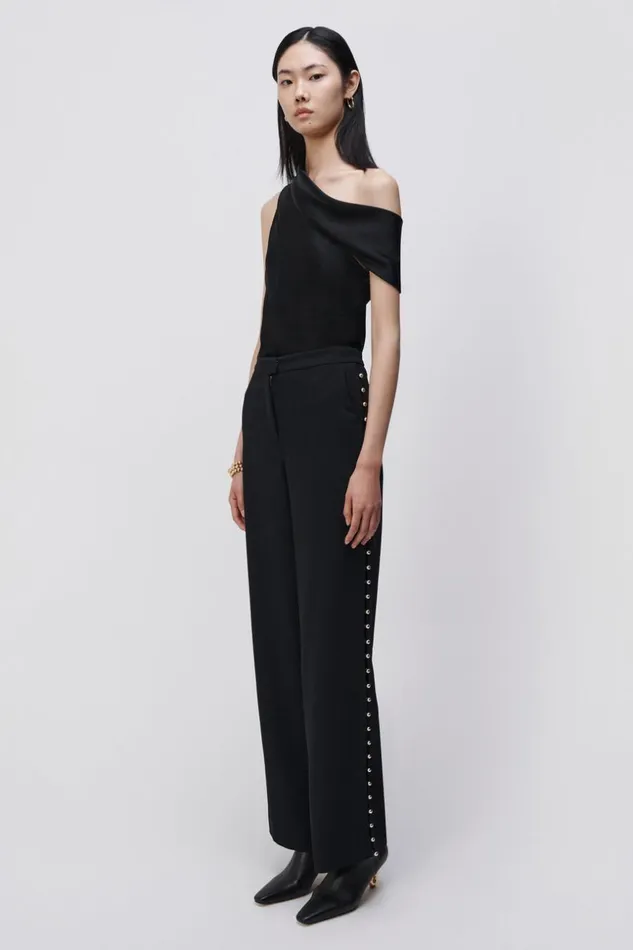 Jonathan Simkhai Lexy Cold Shoulder Top EXCLUSIVE Black Women Tops and Bodysuits