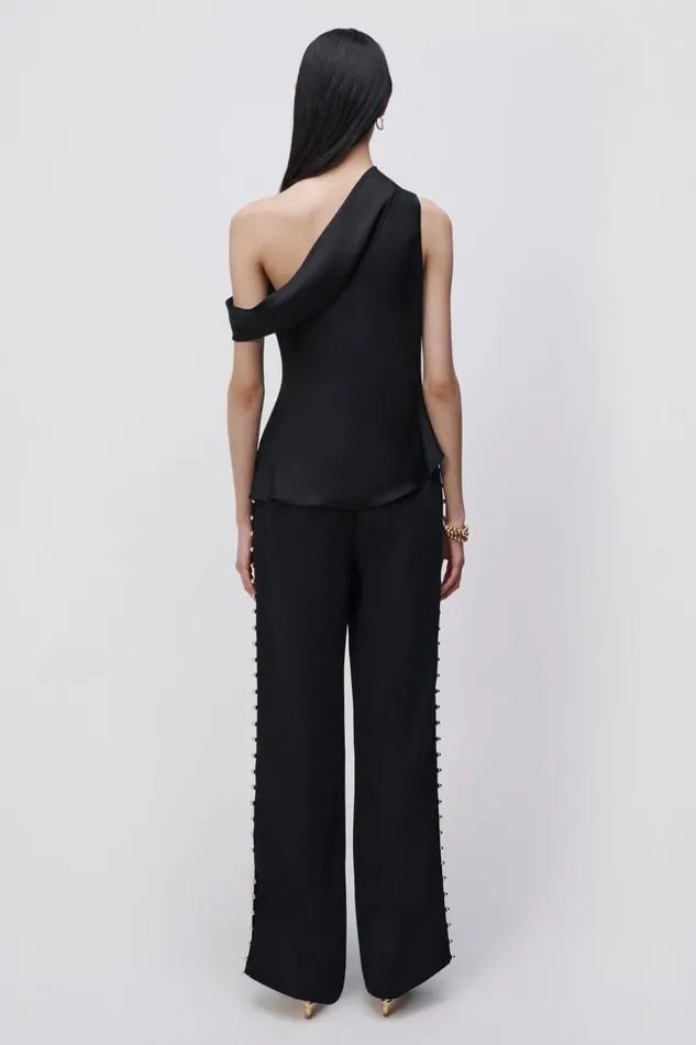 Jonathan Simkhai Lexy Cold Shoulder Top EXCLUSIVE Black Women Tops and Bodysuits