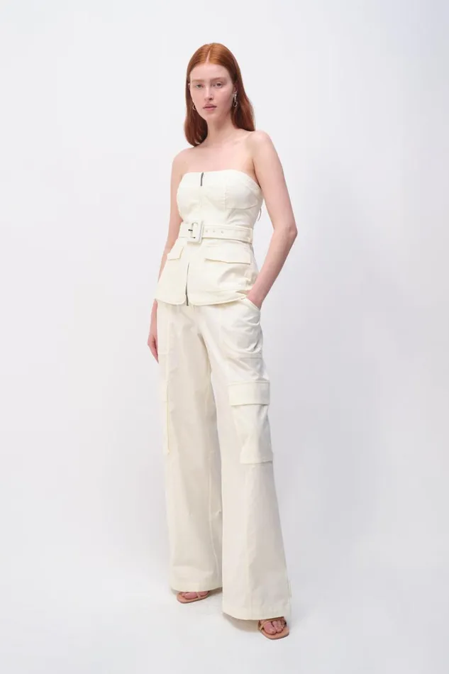 Jonathan Simkhai Lionelle Pant Natural White Women Pants and Bottoms