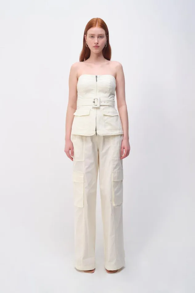Jonathan Simkhai Lionelle Pant Natural White Women Pants and Bottoms