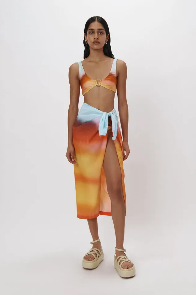 Jonathan Simkhai Makai Sarong Sunset Blur Orchid Women Pants and Bottoms